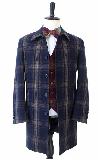 BDtailormade OVERCOATS MIDNIGHT BLUE PLAID TWEED - BDtailormade TWEED SUITStweedmaker hockerty menstweedsuit