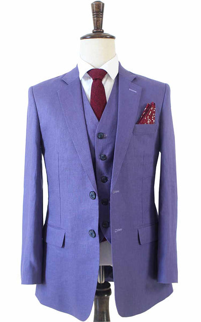 PURPLE 3 PIECE LINEN SUIT - BDtailormade
