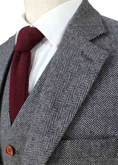 BDtailormade CLASSIC GREY HERRINGBONE TWEED 3 PIECE SUIT - BDtailormade TWEED SUITStweedmaker hockerty menstweedsuit