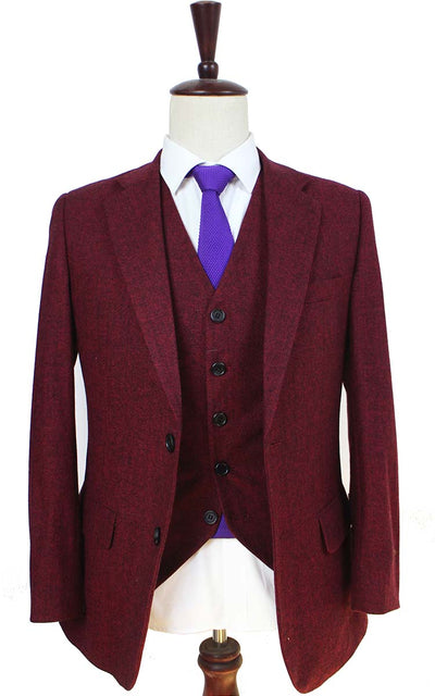BDtailormade CLASSIC RED BARLEYCORN TWEED 3 PIECE SUIT - BDtailormade TWEED SUITStweedmaker hockerty menstweedsuit