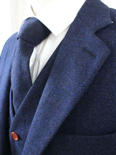 BDtailormade NAVY HERRINGBONE TWEED 2 PIECE SUIT - BDtailormade TWEED SUITStweedmaker hockerty menstweedsuit